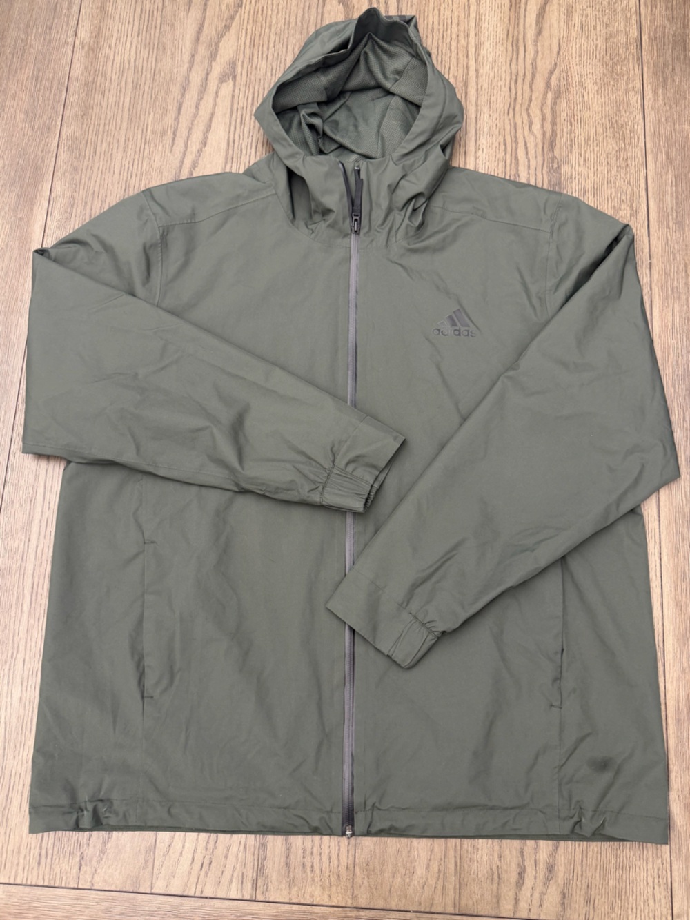 Adidas Rain.RDY Jacket Men XL Olive Green Hooded Lightweight Raincoat